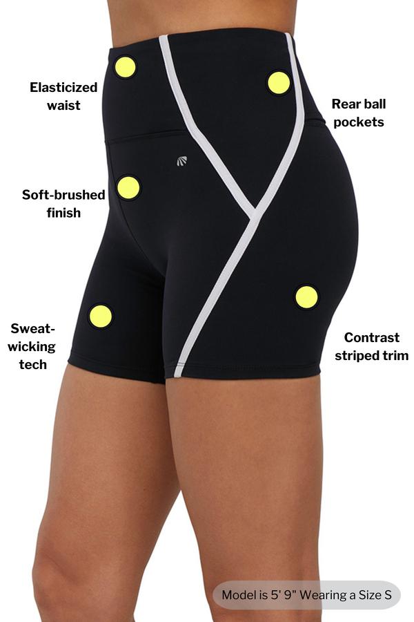 Dynah Short, alternate angle view, showing visible design features and texture of the soft knit fabric.. 