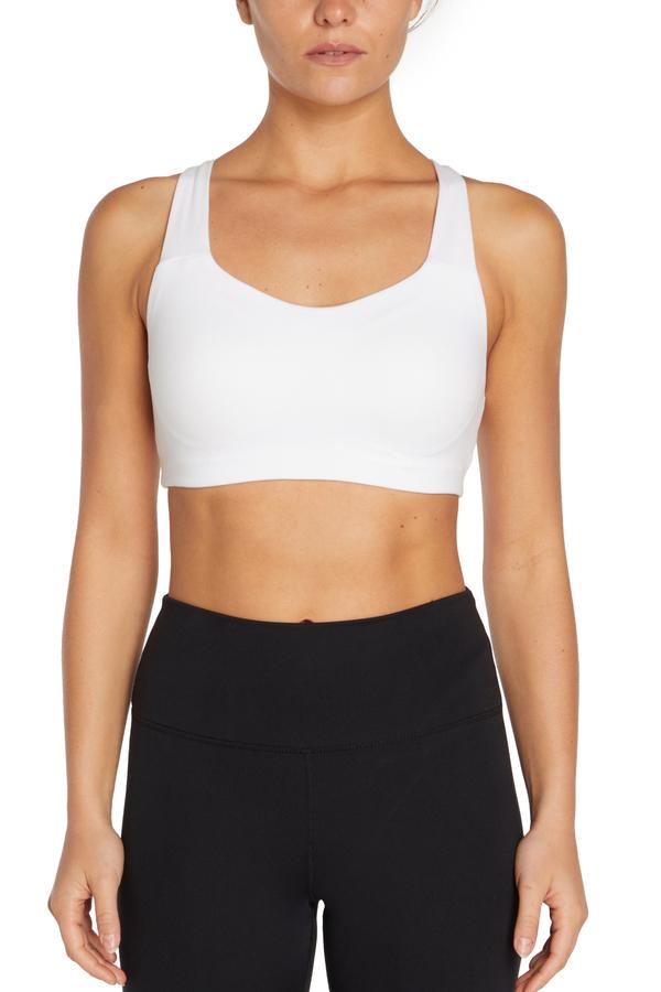 Willow Molded Bra, front view, showing visible design features and texture of the soft knit fabric.. #color_white