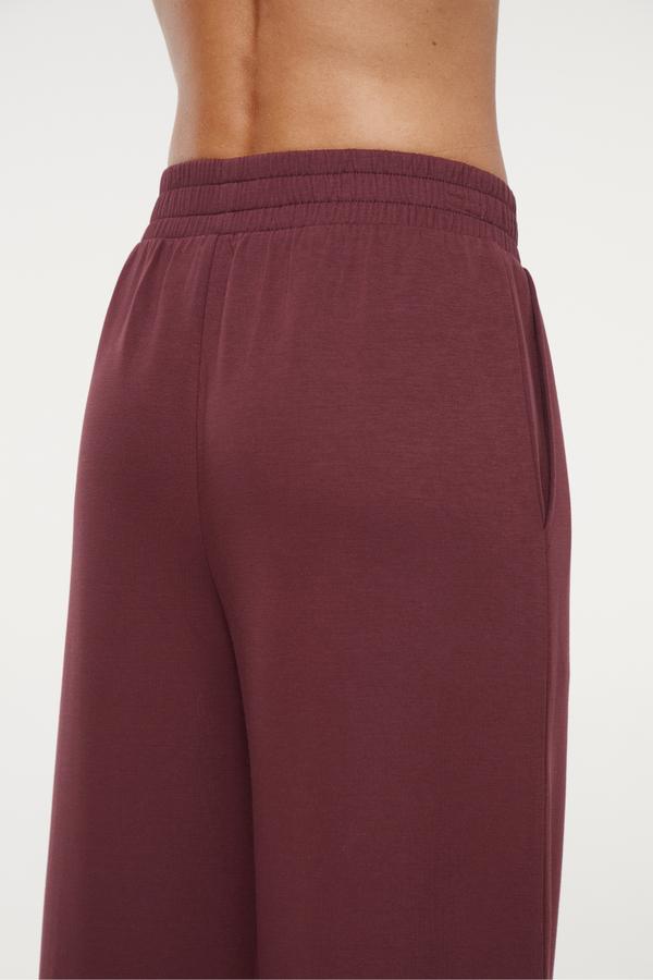 Sage Wide Leg Pant, side view showing pocket placement, showing visible design features and texture of the durable stretch fabric.. 