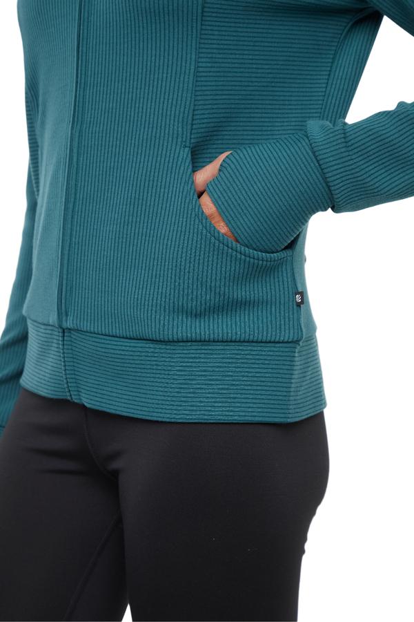Paige Full Zip Jacket, back view, showing visible design features and texture of the smooth woven fabric.. 