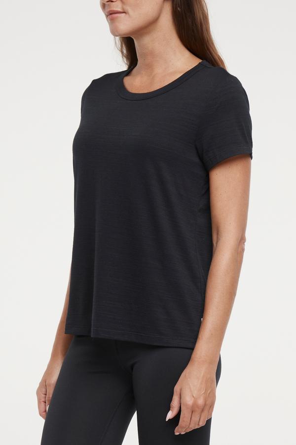 Harmony Short Sleeve Tee, alternate angle view, showing visible design features and texture of the soft knit fabric.