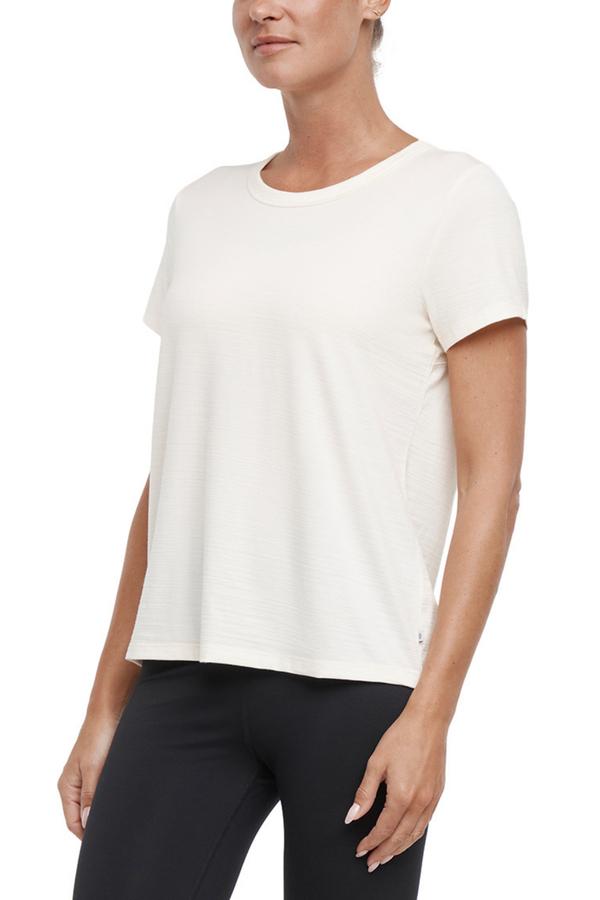 Harmony Short Sleeve Tee, alternate angle view, showing visible design features and texture of the soft knit fabric.