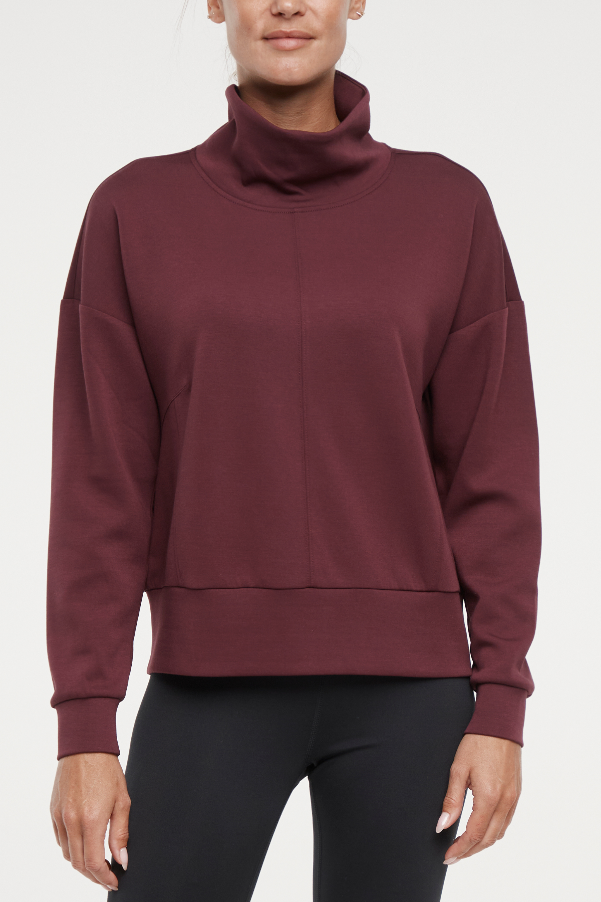 Sage Knit Pullover, front view, showing visible design features and texture of the soft knit fabric.. 