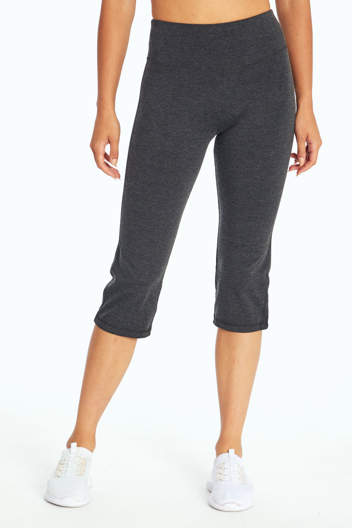 Zoey Tummy Control Capris, front view, showing visible design features and texture of the soft knit fabric. 
