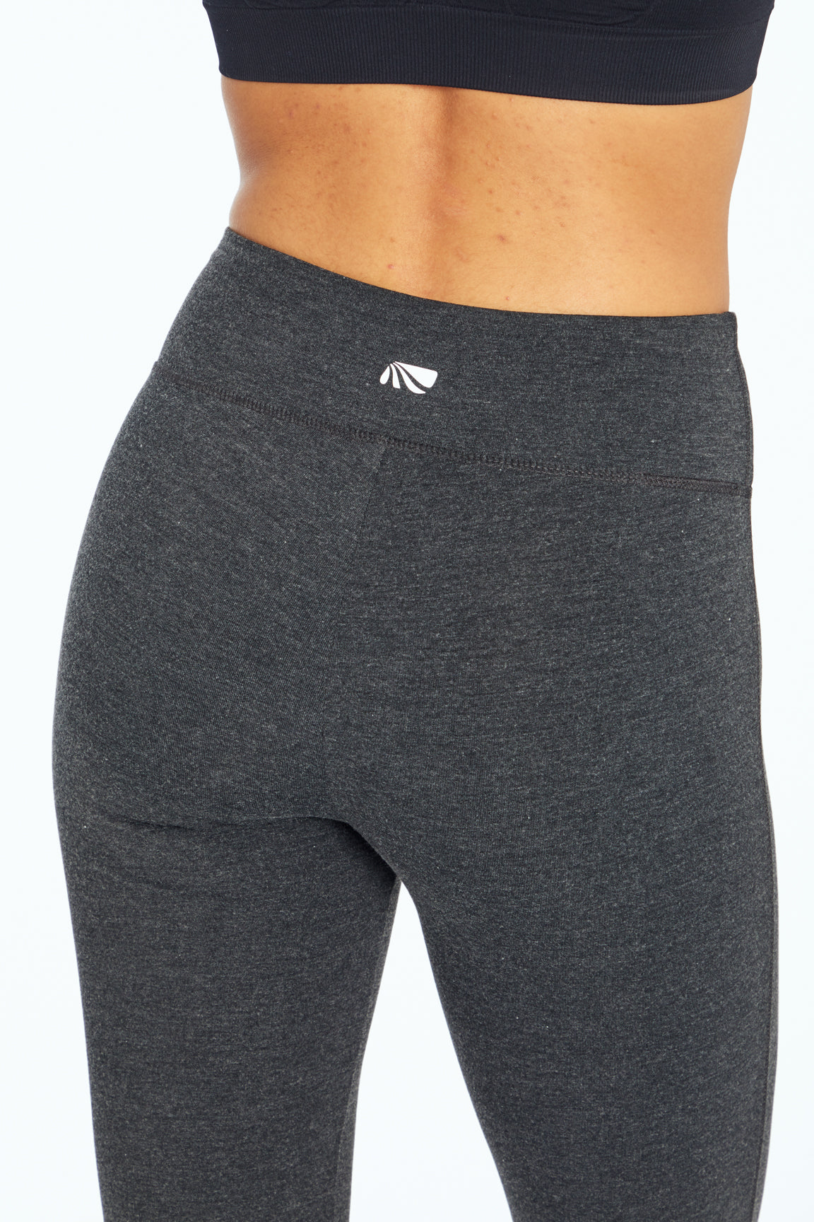 Zoey Tummy Control Capris, close up back view, showing visible design features and texture of the soft knit fabric. 