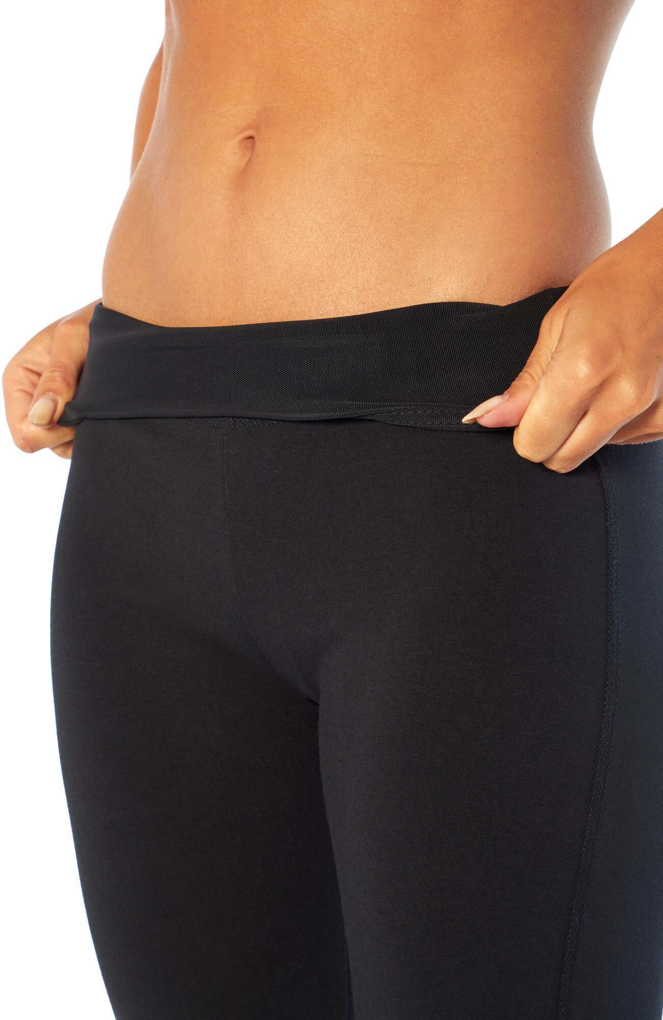 Becca Tummy Control Bermuda Shorts, alternate angle view, showing visible design features and texture of the soft knit fabric.. 