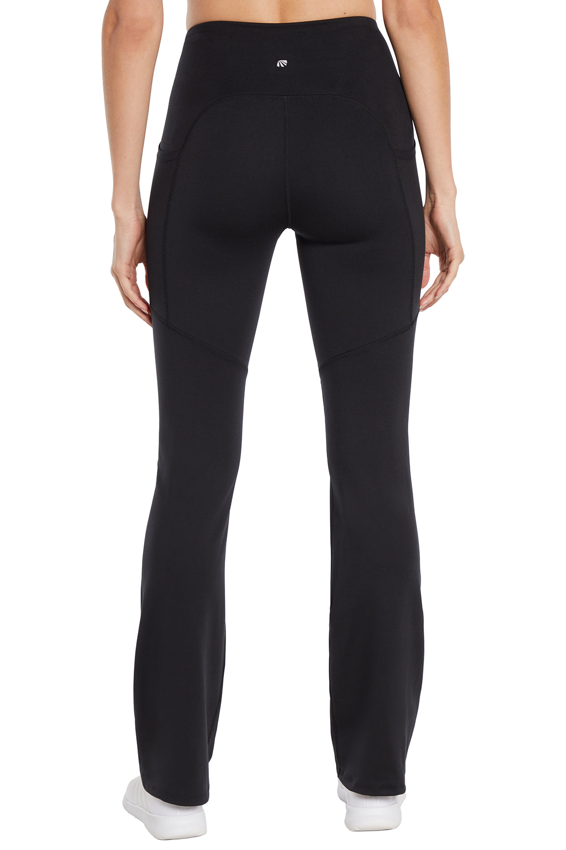 Della Pant - Black, back view, showing visible design features and texture of the durable stretch fabric.. 