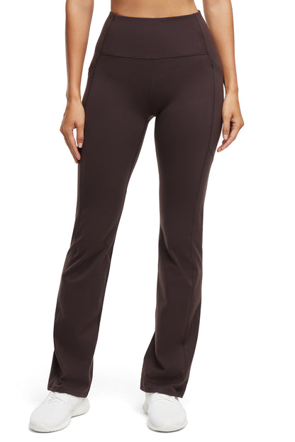 Della Pant - Black Coffee, alternate angle view, showing visible design features and texture of the durable stretch fabric.. 