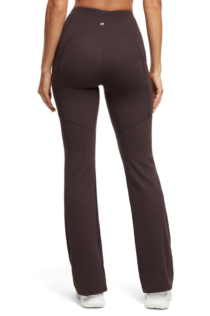 Della Pant - Black Coffee, close-up view of fabric and stitching, showing visible design features and texture of the durable stretch fabric.. 