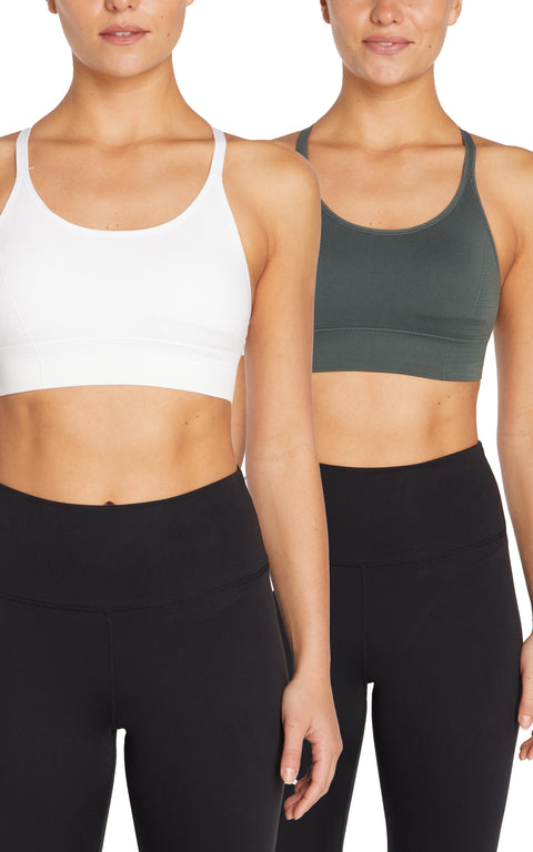 2 Pack Mary Jane Seamless Sports Bra - Urban Chic White
