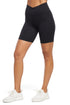 Lotus Zen Bermuda - Black, front view, showing visible design features and texture of the soft knit fabric.. 