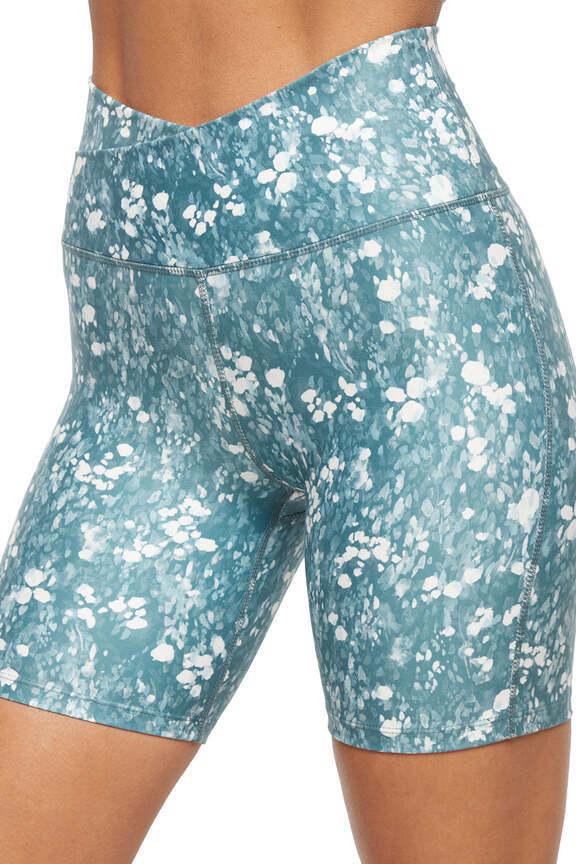 Lotus Zen Bermuda - Sagebrush Green Spots, alternate angle view, showing visible design features and texture of the soft knit fabric.. 