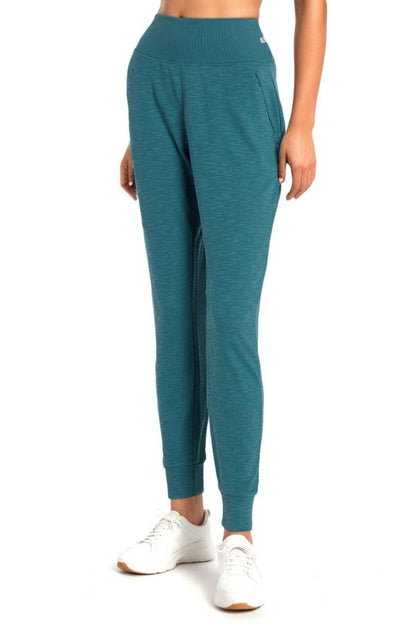 Jenny Jogger, alternate angle view, showing visible design features and texture of the soft knit fabric.. 