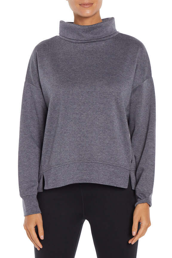 Alana Pullover, alternate angle view, showing visible design features and texture of the soft knit fabric.. 