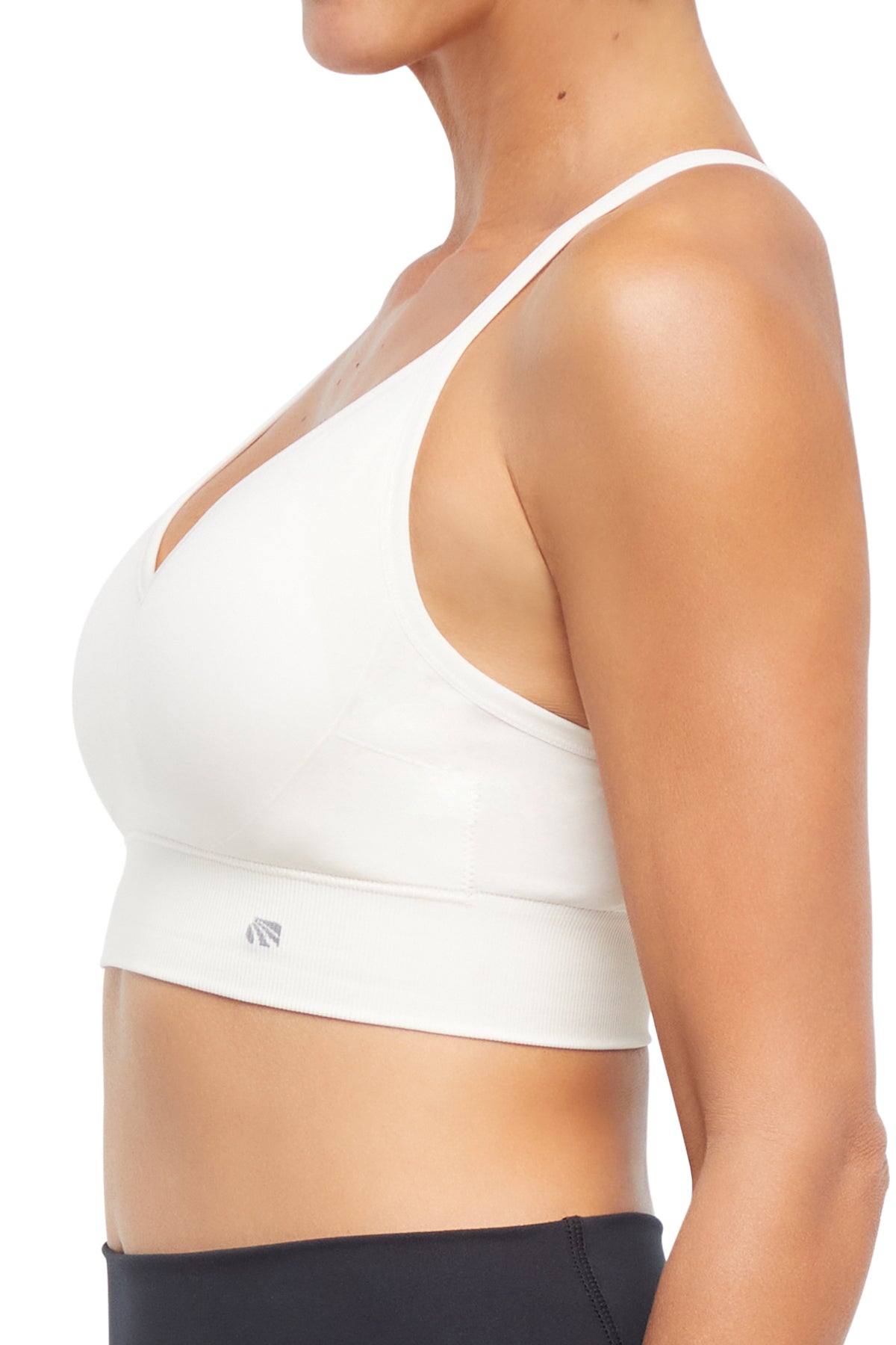 2 Pack London Seamless Sports Bra - Egret Tidal, alternate angle view, showing visible design features and texture of the soft knit fabric.. 