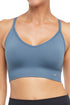 2 Pack London Seamless Sports Bra - Egret Tidal, front view, showing visible design features and texture of the soft knit fabric.. 