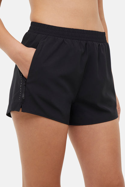 Victoria Short - Black, alternate angle view, showing visible design features and texture of the soft knit fabric.