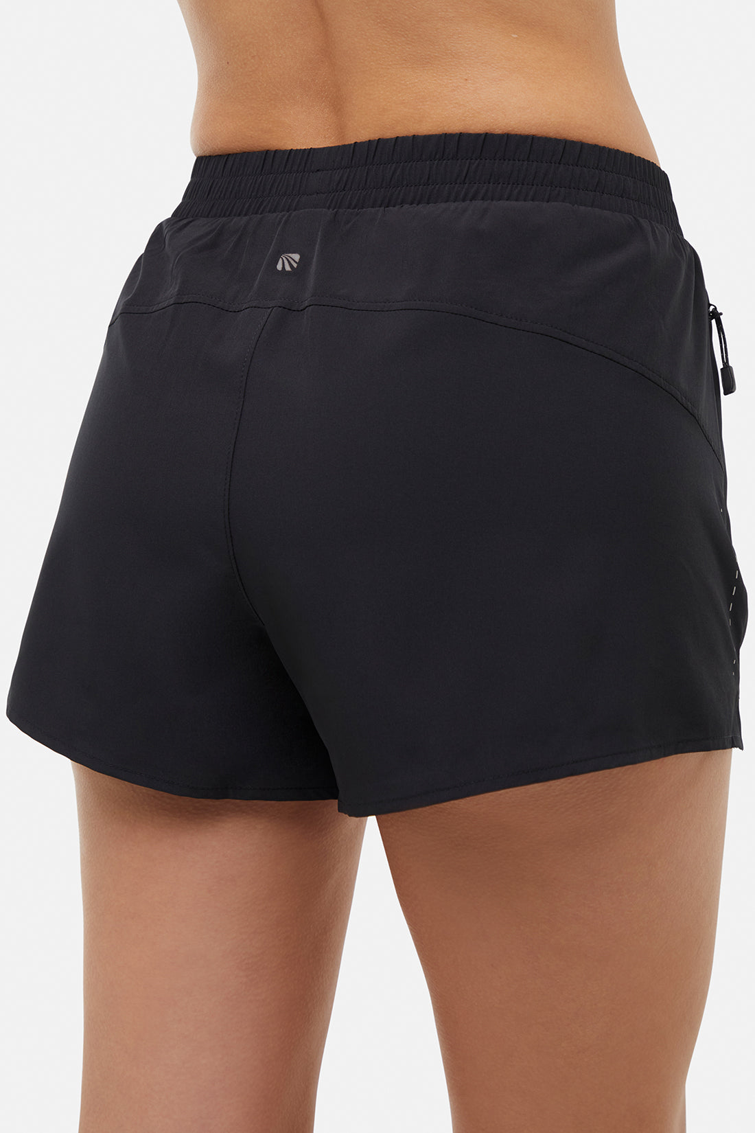 Victoria Short - Black, close-up view of fabric and stitching, showing visible design features and texture of the soft knit fabric.