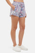 Victoria Short - Pink Flambe Digital Pieces, front view, showing visible design features and texture of the soft knit fabric.