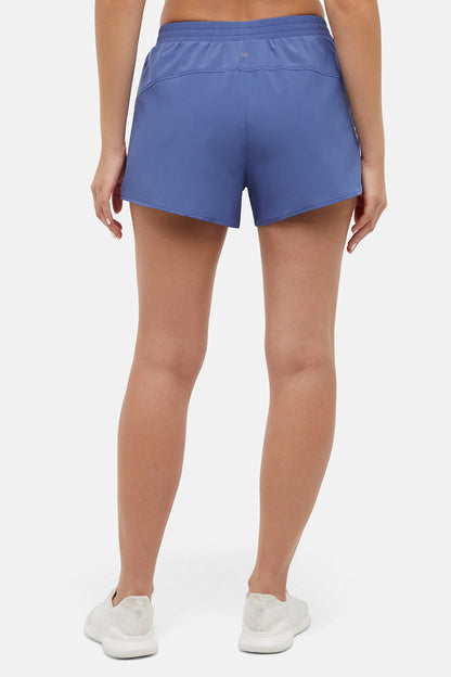 Victoria Short - Gray Blue, alternate angle view, showing visible design features and texture of the soft knit fabric.