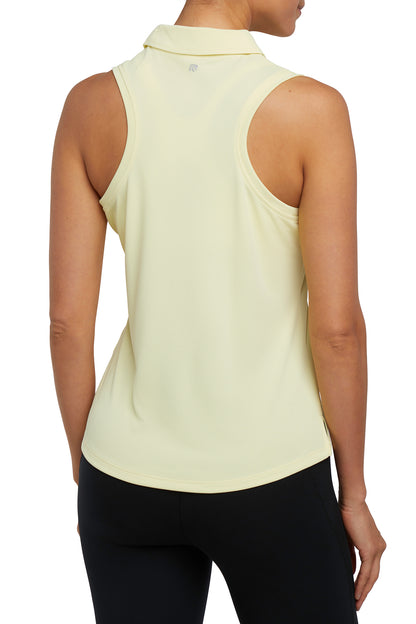 Tanisha Tank, side view showing pocket placement, showing visible design features and texture of the soft knit fabric.. 