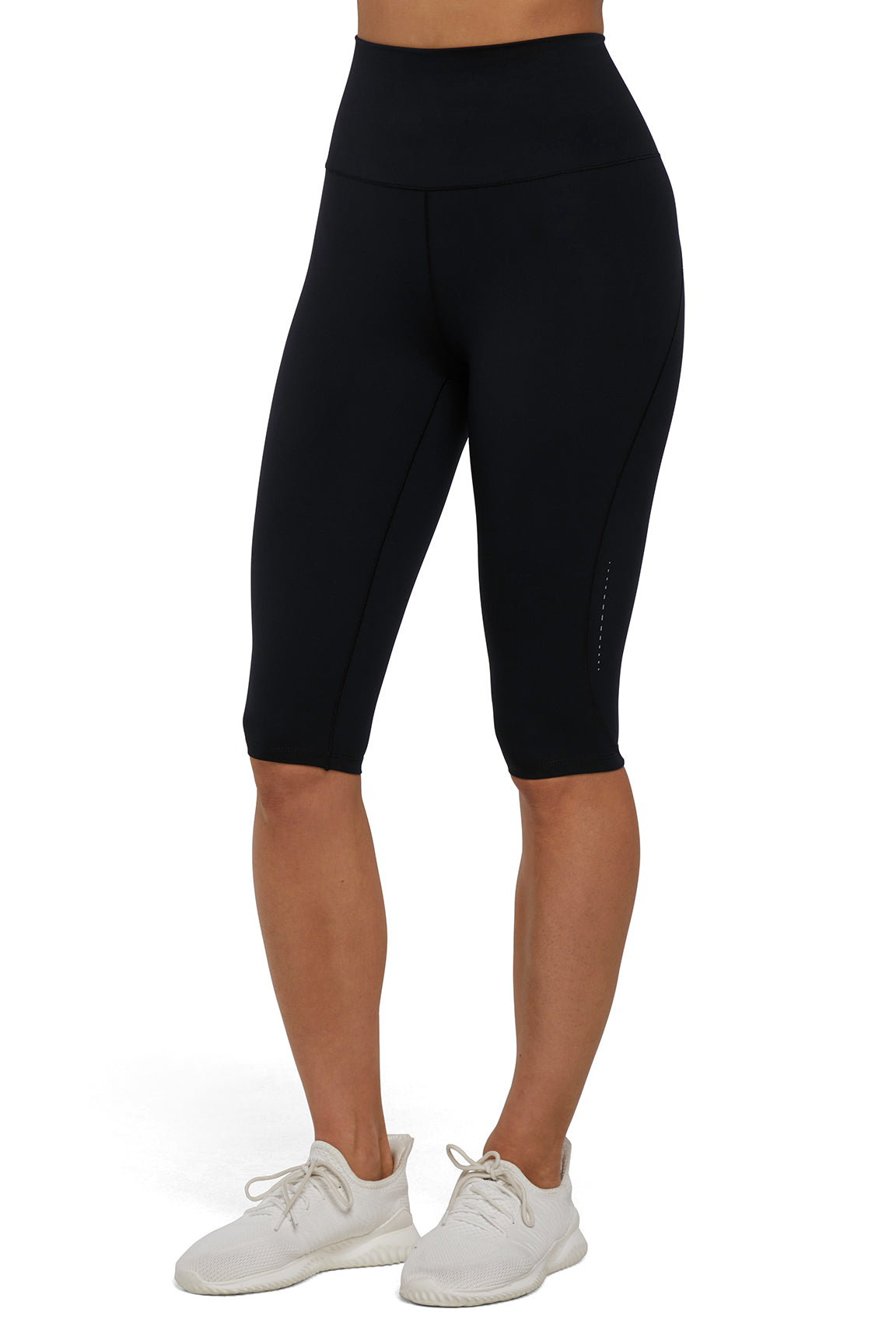 Valorie Pedal Capri, alternate angle view, showing visible design features and texture of the soft knit fabric.. 