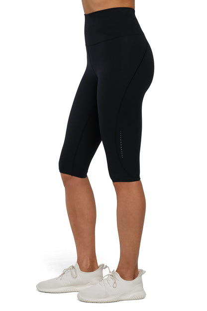 Valorie Pedal Capri, alternate angle view, showing visible design features and texture of the soft knit fabric.. 