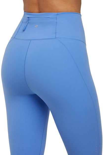 Valorie Pedal Capri, side view showing pocket placement, showing visible design features and texture of the soft knit fabric.. 