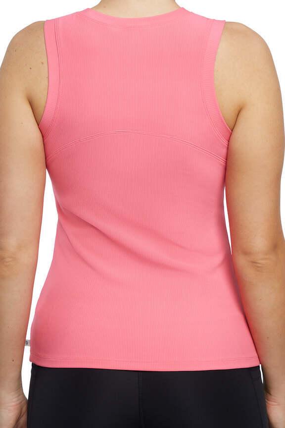 Janie Rib Tank, alternate angle view, showing visible design features and texture of the soft knit fabric.. 