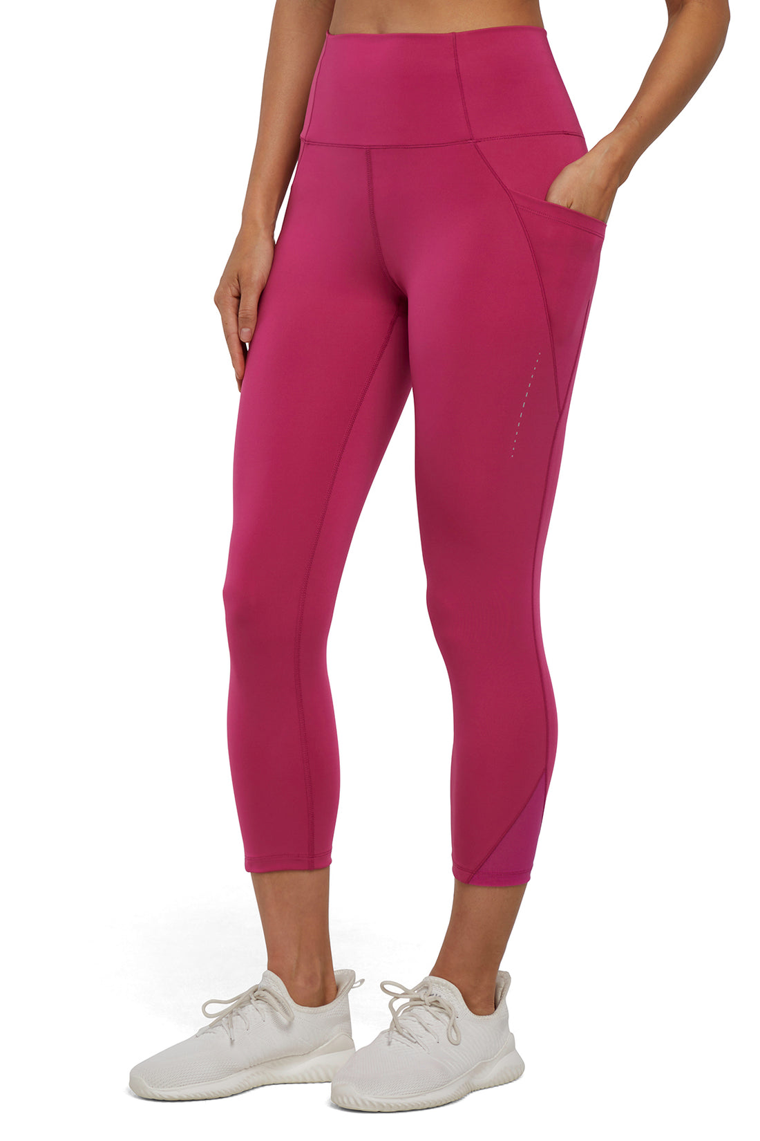 Jenny Side Pocket Mid Calf Capri - Cactus Flower, front view, showing visible design features and texture of the soft knit fabric..