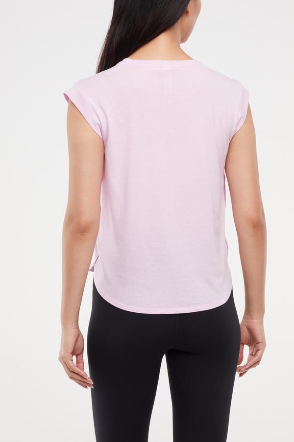 Leona Short Sleeve Top, alternate angle view, showing visible design features and texture of the soft knit fabric.. 