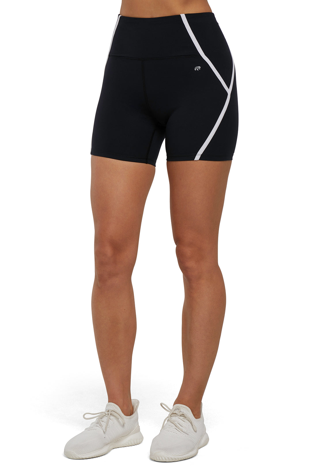 Dynah Short, alternate angle view, showing visible design features and texture of the soft knit fabric.. 