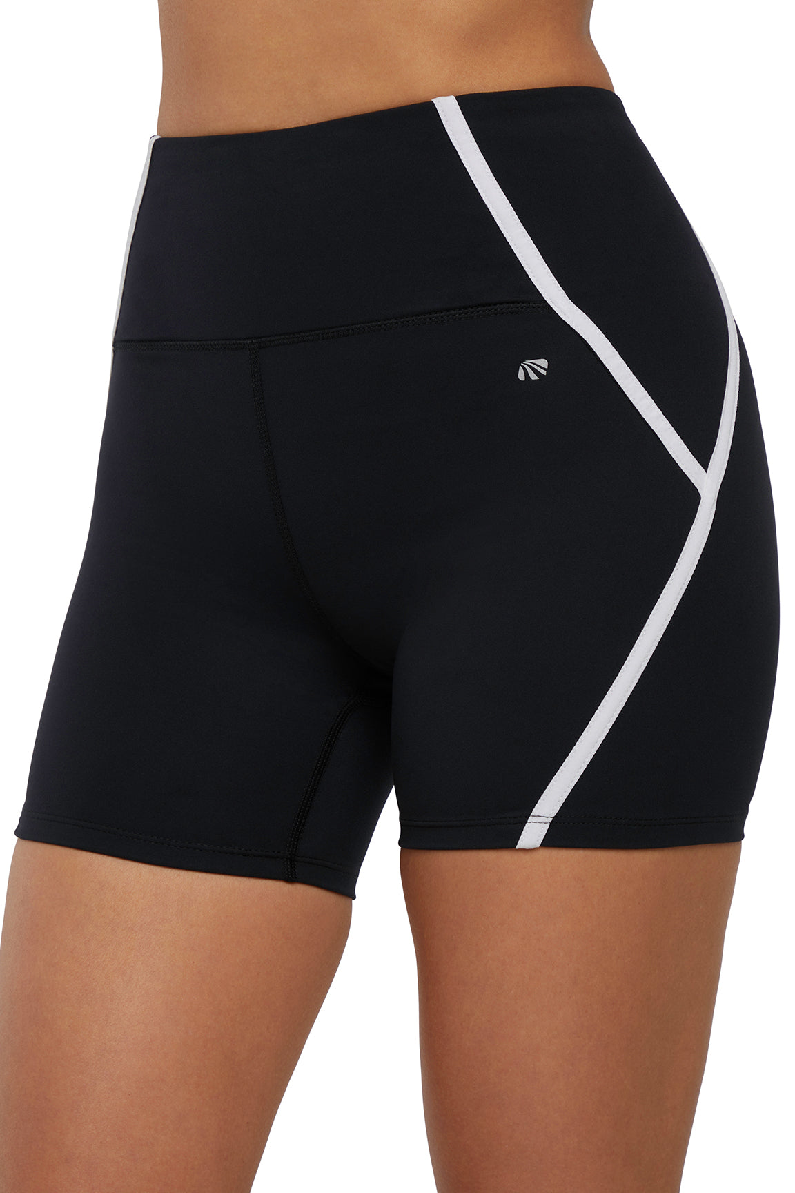 Dynah Short, alternate angle view, showing visible design features and texture of the soft knit fabric.. 