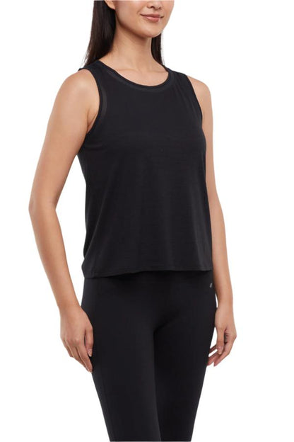 Larissa Tank, alternate angle view, showing visible design features and texture of the soft knit fabric.. 