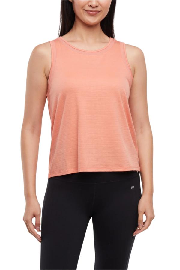 Larissa Tank, front view, showing visible design features and texture of the soft knit fabric.. 