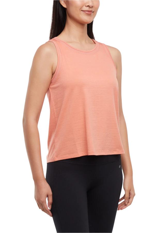 Larissa Tank, close-up view of fabric and stitching, showing visible design features and texture of the soft knit fabric.. 