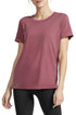 Harmony Short Sleeve Tee, alternate angle view, showing visible design features and texture of the soft knit fabric.. 