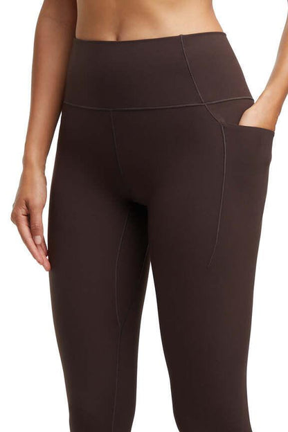 Kate Side Pocket Legging, alternate angle view, showing visible design features and texture of the stretch knit fabric.. 