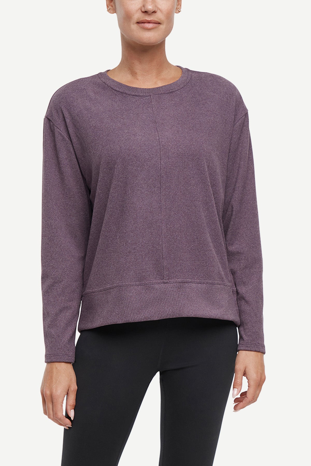 Riley Pullover, alternate angle view, showing visible design features and texture of the soft knit fabric.. 