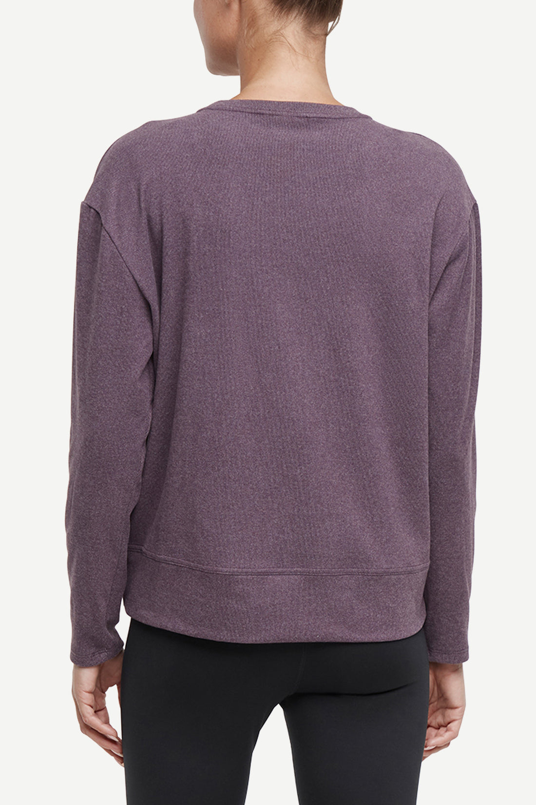 Riley Pullover, alternate angle view, showing visible design features and texture of the soft knit fabric.. 