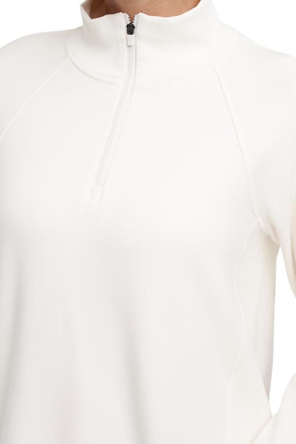 Mia 1/4 Zip Pullover, alternate angle view, showing visible design features and texture of the soft knit fabric.. 