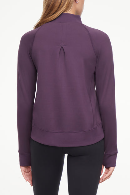 Mia 1/4 Zip Pullover, alternate angle view, showing visible design features and texture of the soft knit fabric.. 