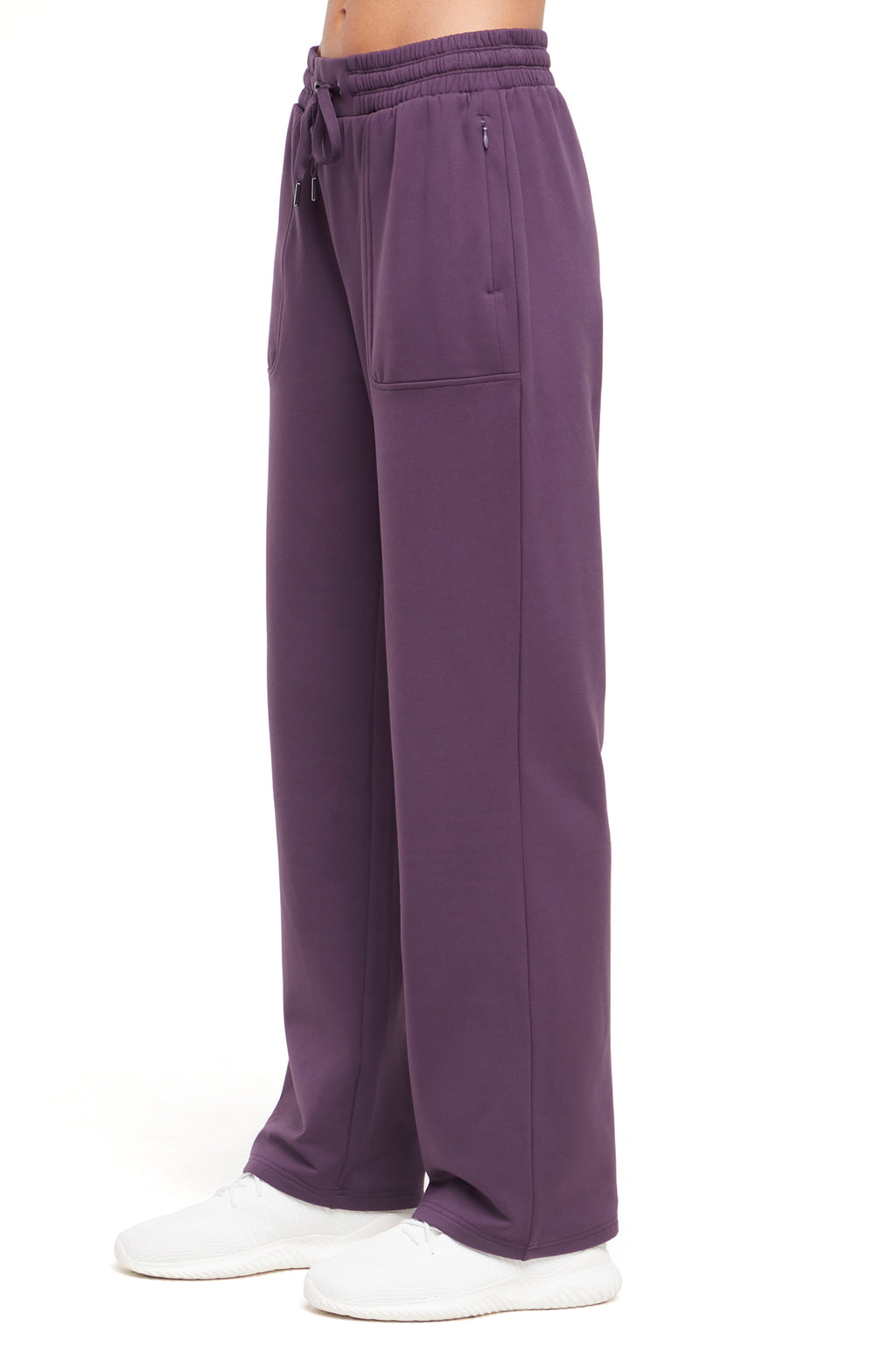 Mia Pant, alternate angle view, showing visible design features and texture of the durable stretch fabric.. #color_plum-perfect