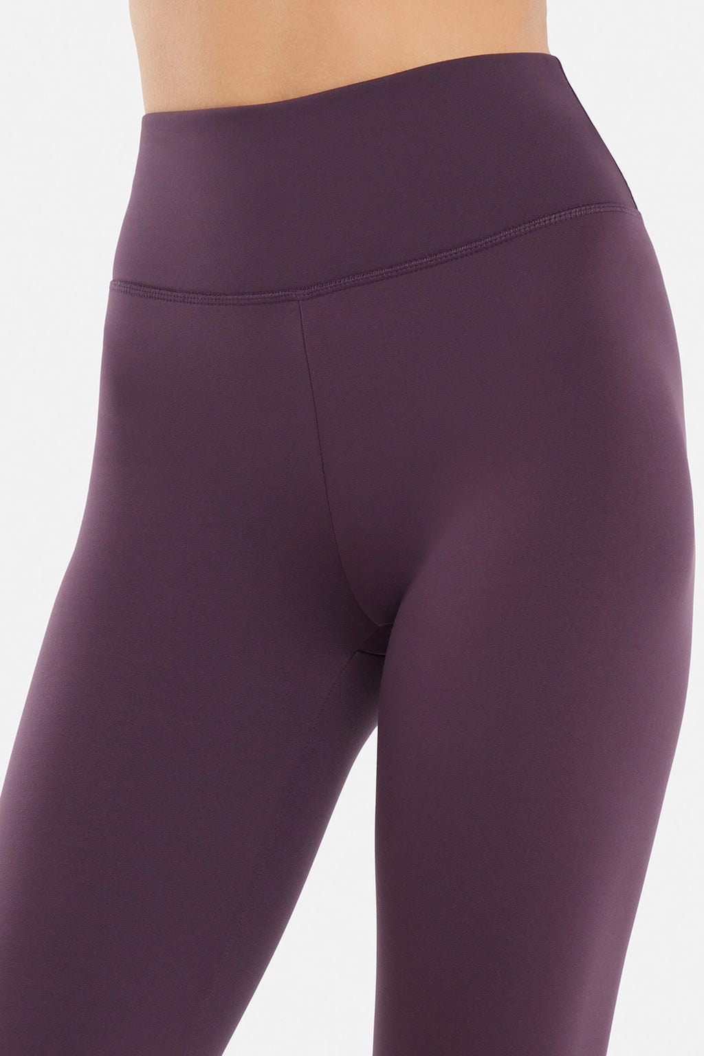 Audrie Legging, close-up view of fabric and stitching, showing visible design features and texture of the stretch knit fabric.. #color_plum-perfect