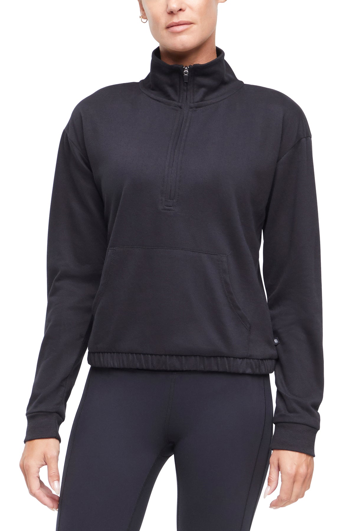 Lyla 1/2 Zip Pullover, alternate angle view, showing visible design features and texture of the soft knit fabric.. 