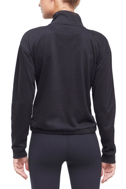 Lyla 1/2 Zip Pullover, alternate angle view, showing visible design features and texture of the soft knit fabric.. 