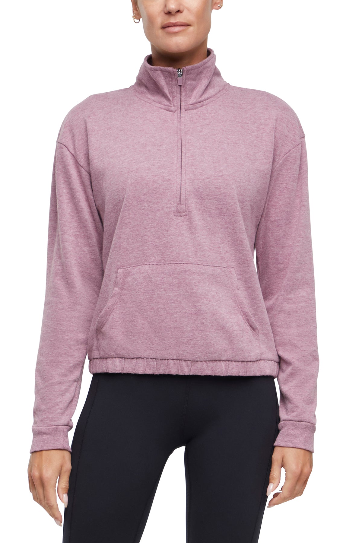 Lyla 1/2 Zip Pullover, alternate angle view, showing visible design features and texture of the soft knit fabric.. 