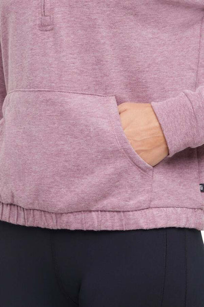 Lyla 1/2 Zip Pullover, alternate angle view, showing visible design features and texture of the soft knit fabric.. 