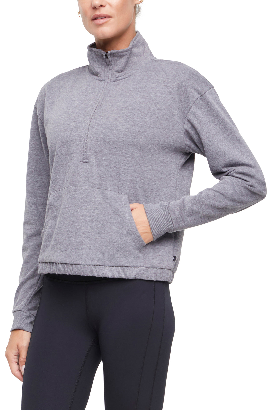 Lyla 1/2 Zip Pullover, front view, showing visible design features and texture of the soft knit fabric..