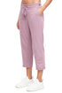 Lyla Mid Calf Capri, alternate angle view, showing visible design features and texture of the soft knit fabric.. 